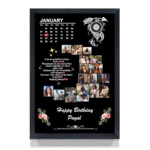 A Perfect Gifter Moon Shape Personalised Photo Collage Frame, Black - Birthday
