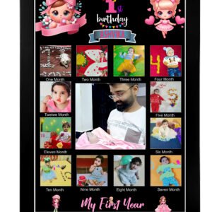 Personalized Baby First Year Photo Collage Wall Frames  With Laminated