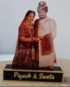 Couple Caricatured Personalized Love on Display with Name Wooden Stand 12x10 inch