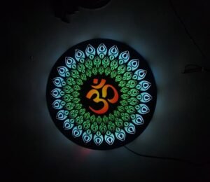 OM MANDALA CREATION MDF Om Mandala wall Hanging Led Wall Decor (12 inch X 12 inch Multi Colour)