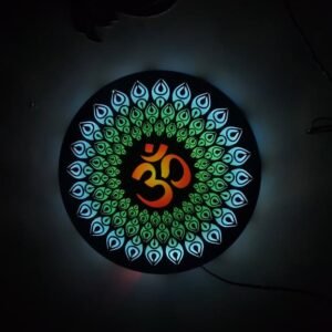 OM MANDALA CREATION MDF Om Mandala wall Hanging Led Wall Decor (12 inch X 12 inch Multi Colour)